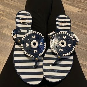 Size 9 Jack Rogers jelly sandals. Navy and white.